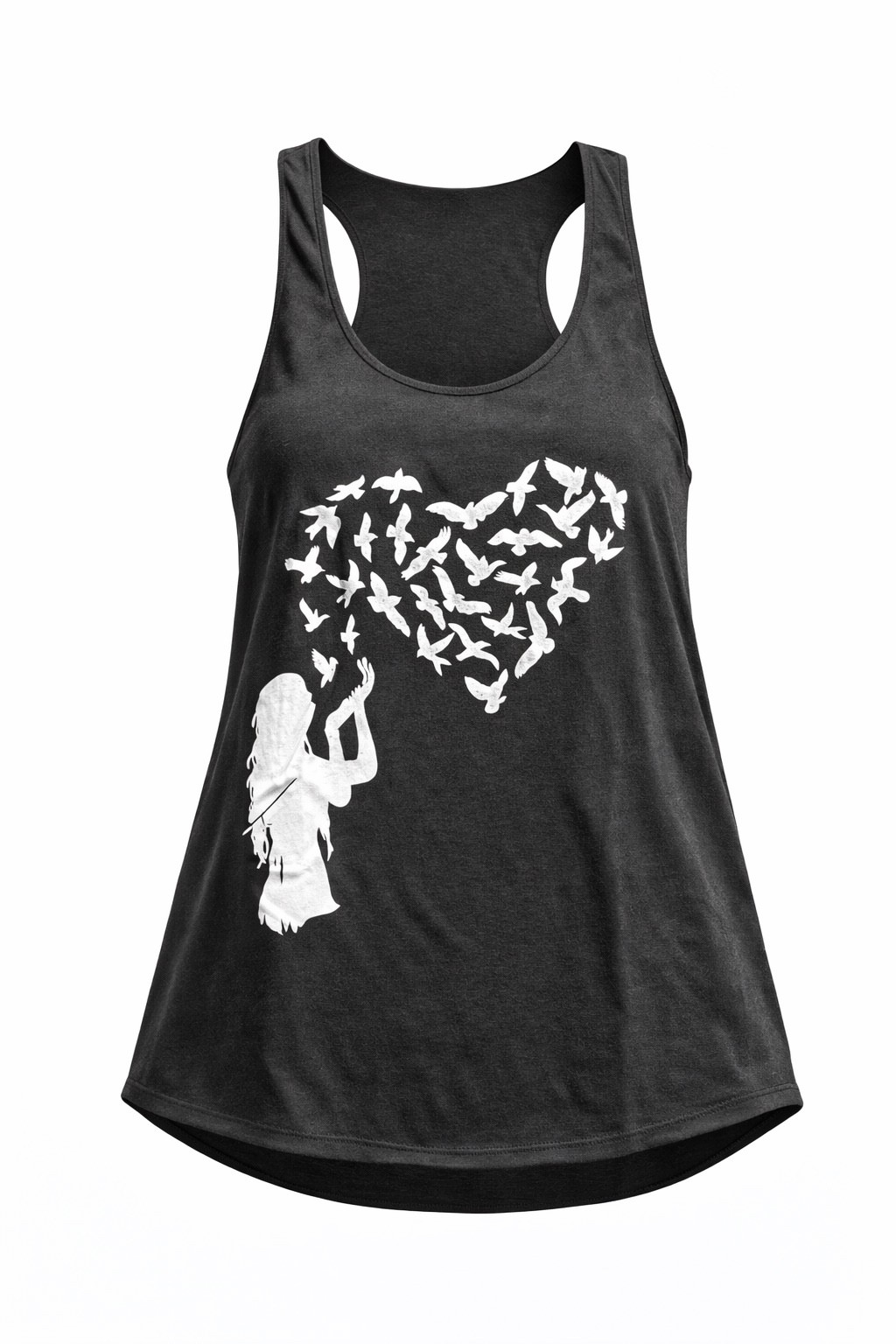 Women’s Black Graphic Tank Top Sleeveless Racerback Shirt S M L New