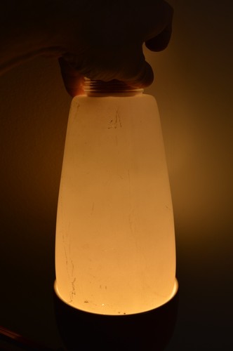 2 Vintage MCM White Pole Lamp Shades 8.25" Long with Threaded 2" Fitter Glass - Picture 7 of 24