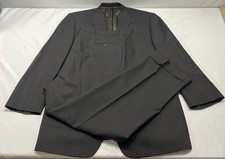 Jack Victor 48L 39x30  Black Striped Lanza CT 100 Wool Mens Jacket Pants Suit 