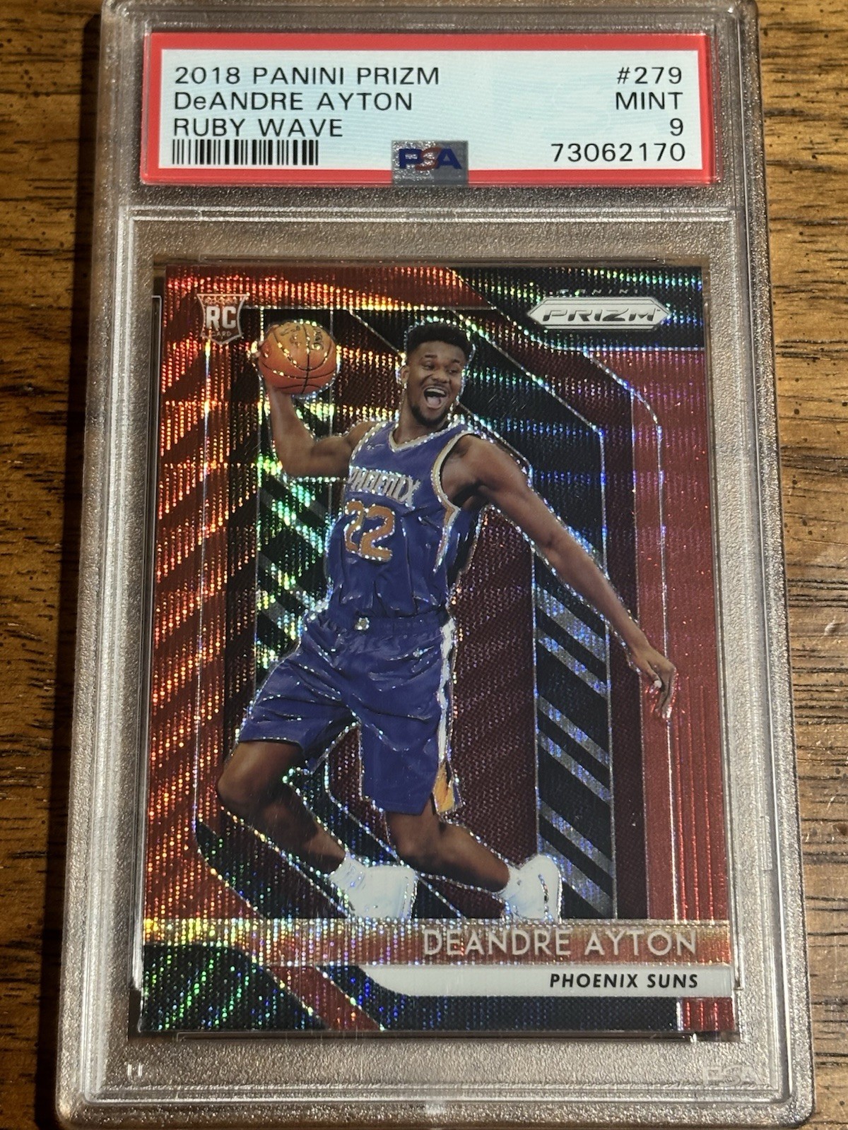 2018-19 Panini Prizm DeAndre Ayton #279 Ruby Wave Prizm Rookie PSA 9 Mint RC