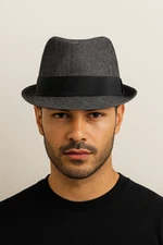 Stetson All American Fedora Hat Gray Black Classic Trilby Dress Cap Men’s Small