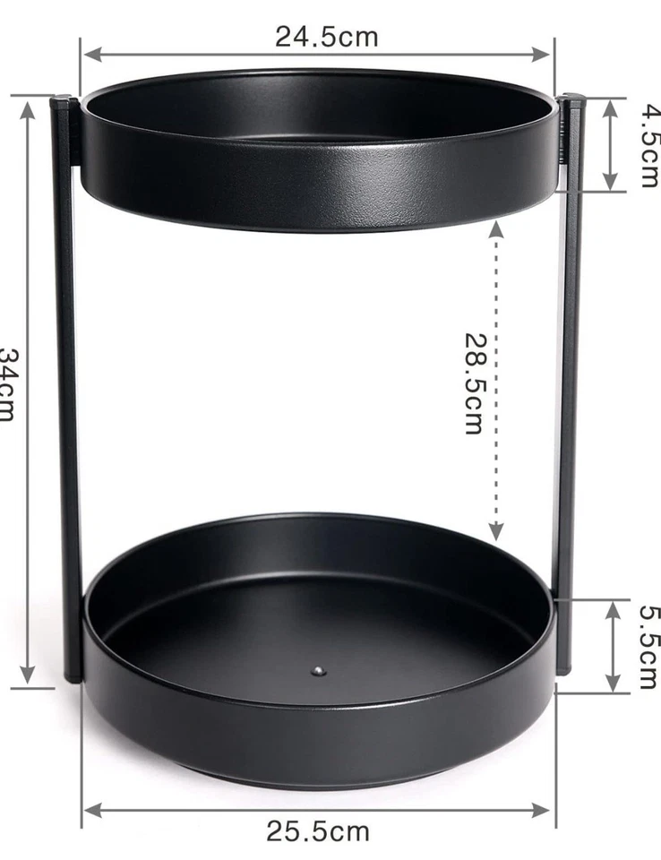 2 Tier 360° Lazy Susan Turntable, 25.5cm Rotating Spice Rack, Rotating Cupboard - Image 4 of 4