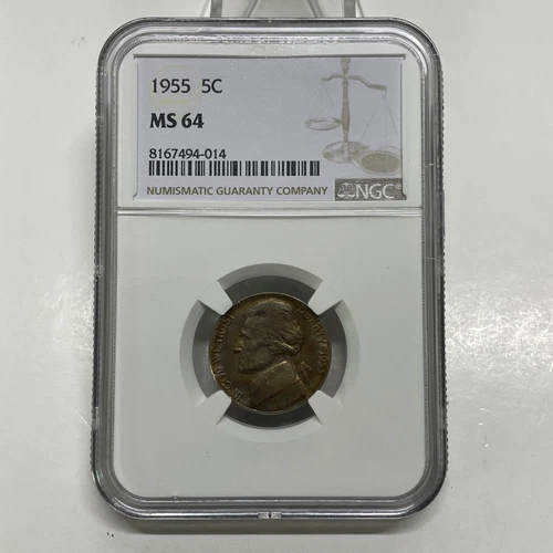 1955 Jefferson Nickel 5c NGC MS64 Mint State Uncirculated