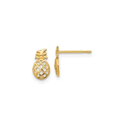 14 Karat Gelbgold Kinder Diamantschliff Kinder Ananas Ohrstecker