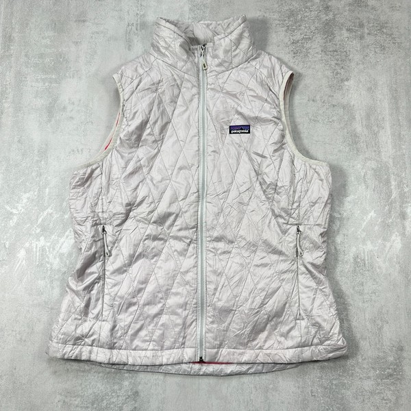 Patagonia Nano Puff Gillet Vest Women Large Pink Full Zip Sleeveless Outdoor