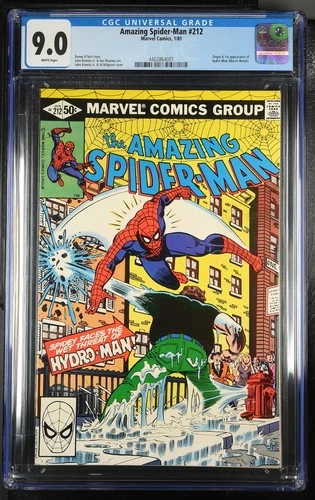 AMAZING SPIDER-MAN 212 CGC 9.0 1ST APPEARANCE HYDROMAN WHITE PAGES CPR CANDIDATE