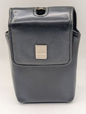 Canon Black Leather Compact Camera Case Pouch Belt Clip Metal Logo Badge Vintage