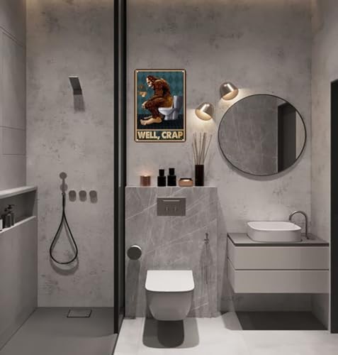 Funny Bigfoot Well Crap Tin Sign Vintage Bathroom Toilet Wall Decor 8x12 Inch - Picture 6 of 8