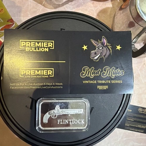 Mad Mules VintageTribute Flintlock 1 oz .999 Silver Proof Bar w/ COA Mintage 200