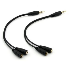 2-Pack Gold Plated 3.5mm Stereo Jack Splitter Cable Adapter Connectors ,3.5mm...