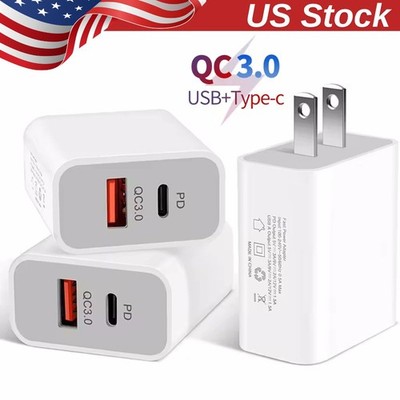 For iPhone 16 15 14 13 12 Fast Charger Block 20W USB Type C Wall Power Adapter