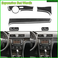 Real Carbon Fiber Console Steering Wheel Panel Kit For VW Passat NMS B7 2012-19