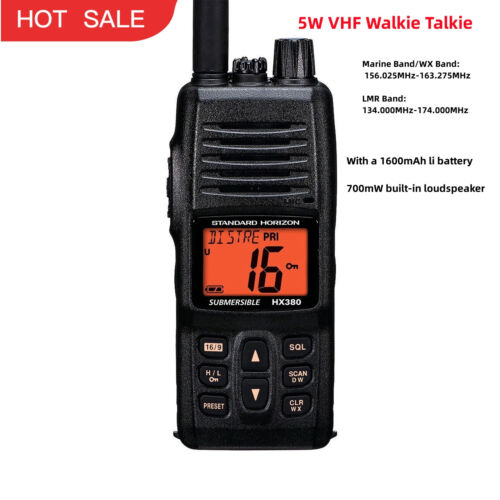 Submersible 5W VHF Walkie Talkie Handheld Transceiver w/Battery Antenna HX380 - Picture 1 of 2