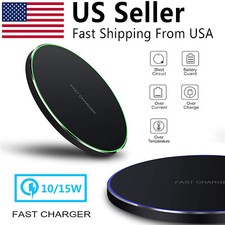 Wireless Fast Charger Charging Pad Dock for Samsung For iPhone Android Phone