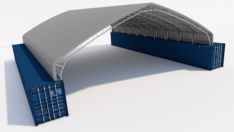 60W-80L-15H (ft) Double Truss Container Shelter Quonset Hut Shed Hoop ...