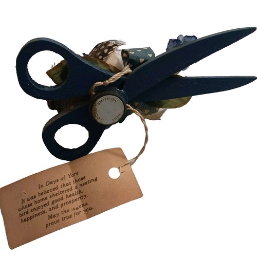 VINTAGE Christmas ornament Original Tags Decorative Bird Floral scissors thread - Picture 7 of 7