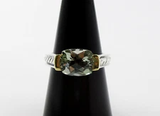 David Yurman 2.10CT Prasiolite Ring Sterling and 18K Gold Size 6.75