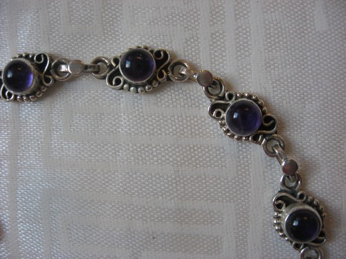Pulsera Achara de Plata Tibetana de Amatista, Granate, Turquesa o Perla India - Imagen 5 de 12