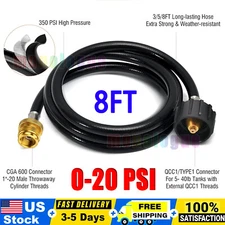 8FT Propane Adapter Hose LP Tank 1lb to 20lb Converter For QCC1 Type1 Gas Grill