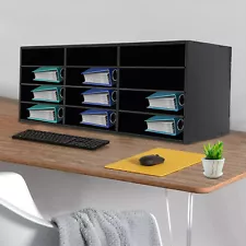 4 Tiers PVC Desktop Countertop Literature Organizer Black Office Home Use NEW