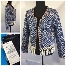 New Stradivarius Women’s Boho Chic Southwest Woven + Braided Jacket Medium Nwt