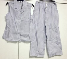 Covington Ladies 100 Cotton 2piece Sleeveless Cropped Pant Pajama Set M 10/12 