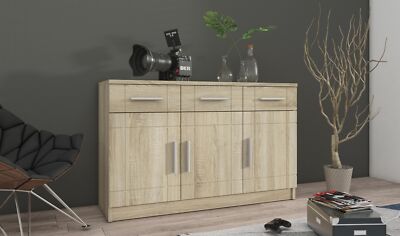 Kommode Sideboard PARIS 3F-3S Wohnwand Wohnzimmer Anbauwand Sonoma Eiche