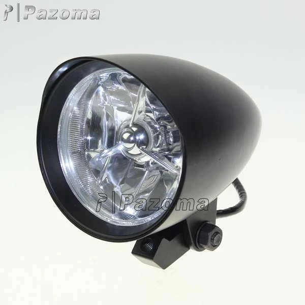 4.5" Motorcycle Tri-Bar Bullet Headlight Head Lamp For Harley Bobber Chopper - Image 4 of 4