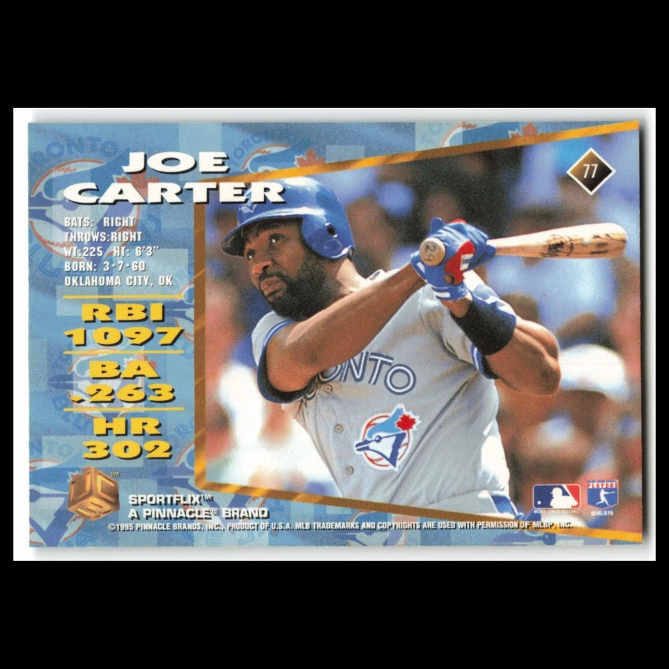 Joe Carter #77 1995 Sportflix UC3 Toronto Blue Jays Baseball Card MLB NM - Image 2 of 3