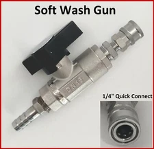Soft Wash Ball Valve Spray Gun 1/2" with 1/4" Quick Connect Stainless Steel