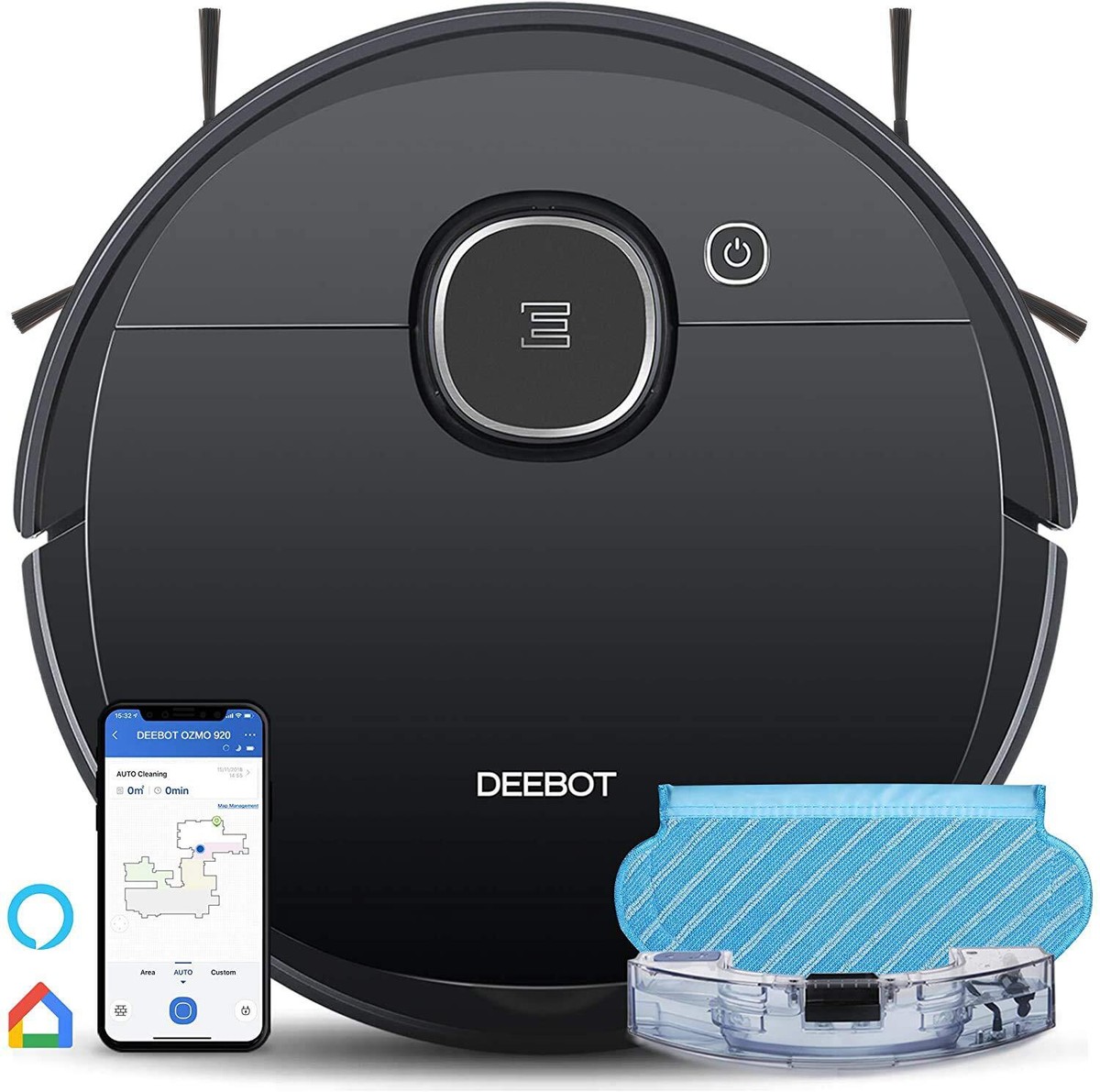 本日価格  ECOVACS DEEBOT OZMO 920 BLACK 付属品有 Ecovacs DEEBOT OZMO 920 2-in-1 Vacuuming and Mopping Robot