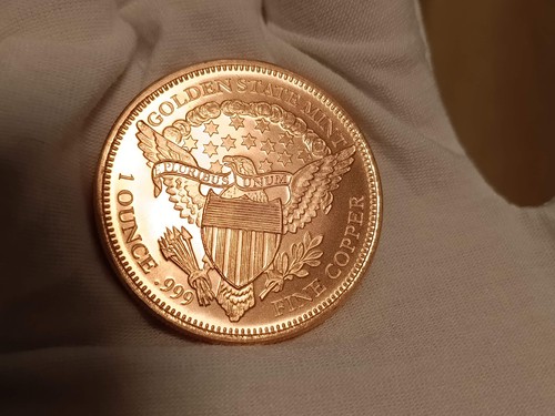 1 Oz. Solid .999 Fine Copper Round - Morgan Dollar - Golden State Mint - Picture 2 of 2