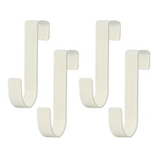 Over Cabinet Door Hooks, 4 Pack Heavy Duty Metal J-Hooks for White-4pcs