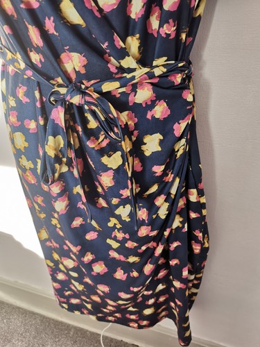 Uttam Boutique 16 Stretch Wrap Dress Blue Yellow Pink Animal Print - Bild 5 von 10