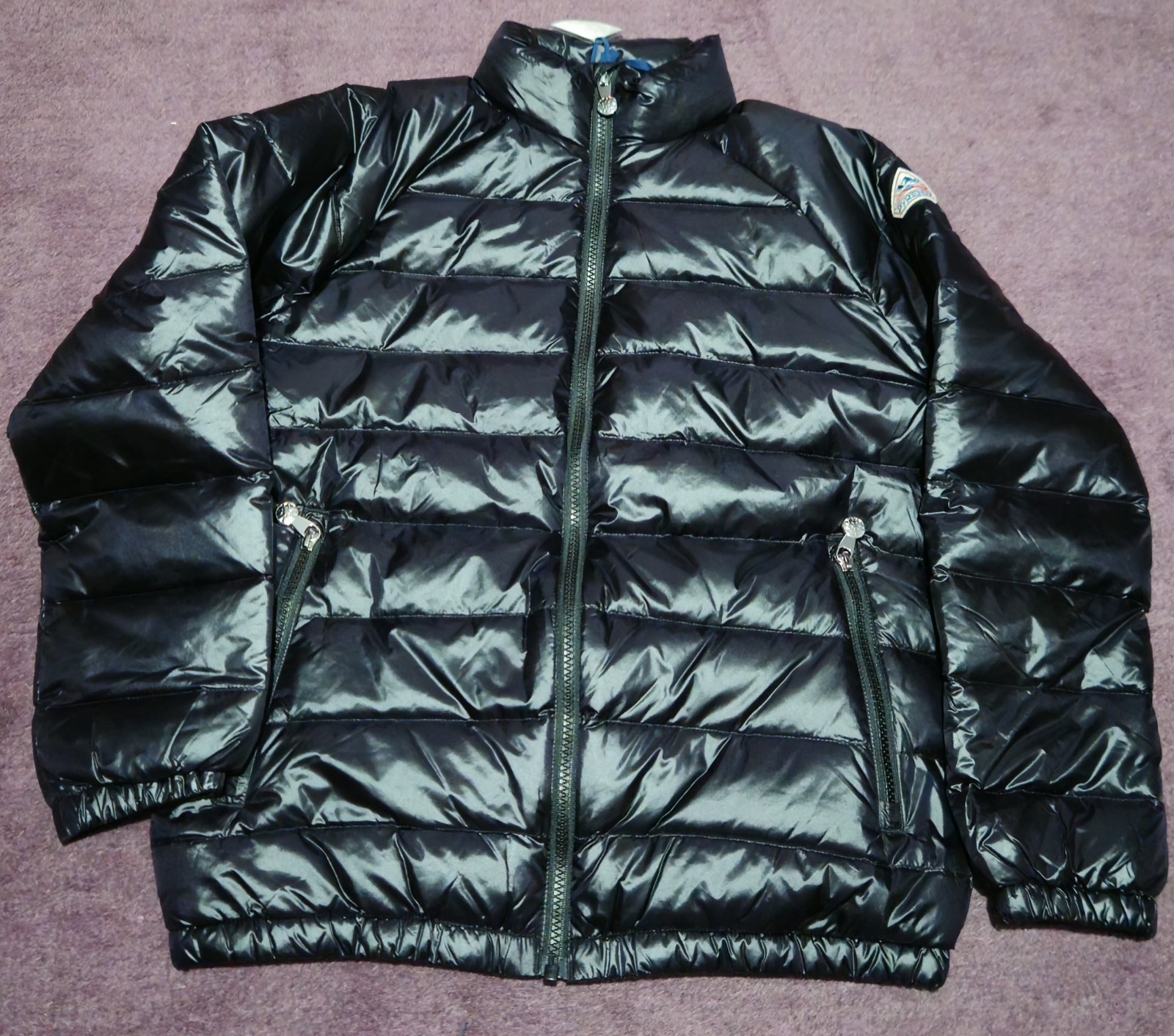 Stylish Pyrenex Girls Black Shiny Puffer Jacket, Size 14
