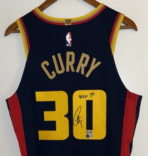Stephen Curry "4000 3’s" Signed Warriors Nike ADV NBA Authentic Jersey USASM BAS
