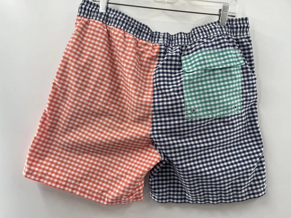 Bañador Brooks Brothers para hombre medio azul guinga cintura elástica cordón Foto 4 de 4