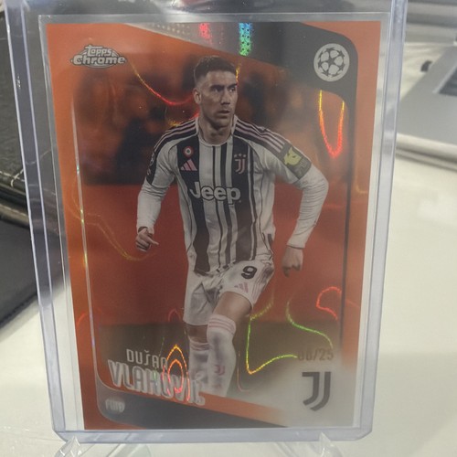 2025-26 Topps Chrome UEFA Club ORANGE LAVA /25 #175 Dusan Vlahovic Juventus