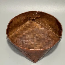 Metallic Basket Tray Woven Copper Tone Home Decor Cobra El Porton Made In Mexico