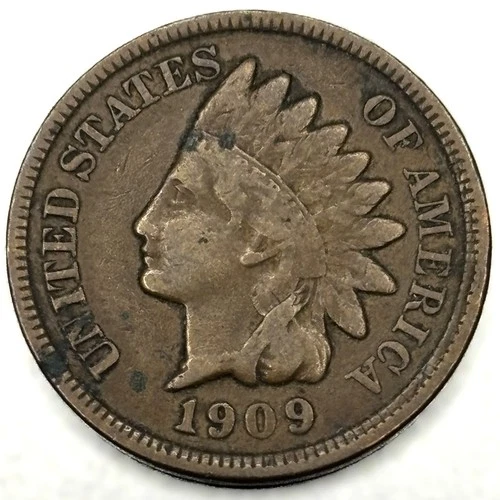 1909 Indian Head Cent Penny ~ Fine F Condition ~ US Coin ~ Better Date - 1374