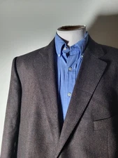50R Hirmer Brown Black cashmere Wool Herringbone Tweed Blazer Sport Coat Jacket