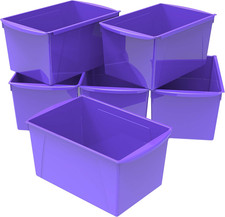 Extra-Large Book Bin, Interlocking Plastic Organizer for Home, Office and Classr