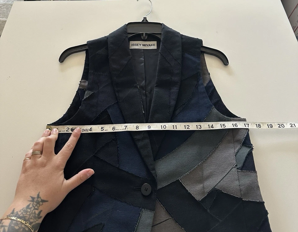 Chaleco Vintage Archive Issey Miyake Patchwork Japón 2 Pasarela Azul Marino Negro Multi Foto 4 de 4