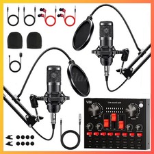 2 Home Studio Recording Kit Music Podcast Mixer Equipment Condenser Microphone