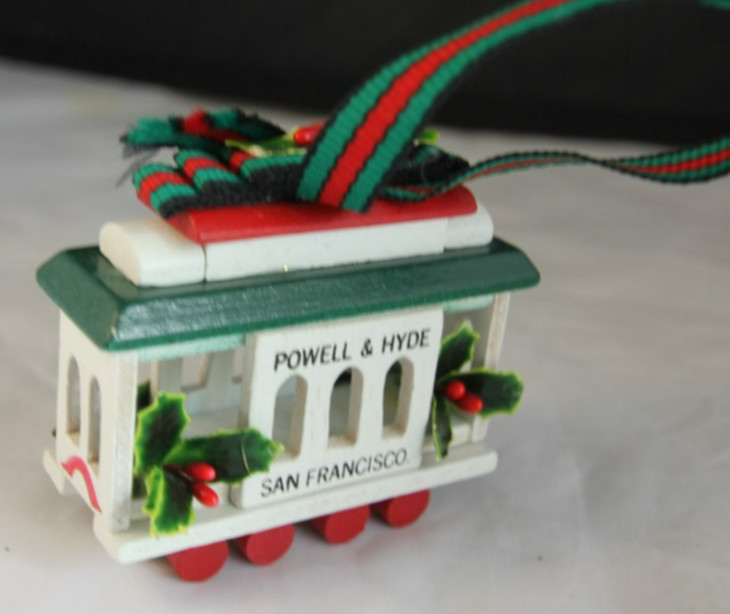 San Francisco Powell & Hyde Wooden Cable Street Car Trolley Ornament