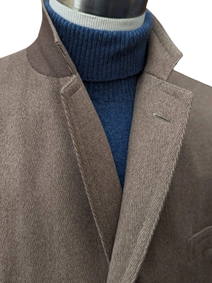 Casaco vintage Chester Barrie 42R lã espinha de peixe camelo - Imagem 2 de 4