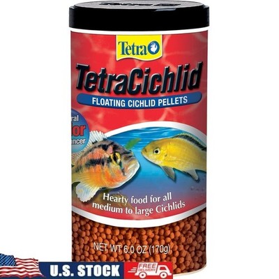 Cichlid Floating Pellets Fish Food Nutritionally Balanced Diet Clear Water 6oz