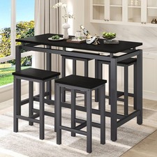 Juego de mesa y taburete de pub de altura de mostrador de 5 piezas mesa de barra de desayuno con taburetes