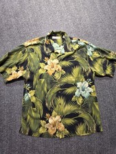 Tommy Bahama Rum Mens Short Sleeve Button Up Camp Collar Shirt Silk XL Floral
