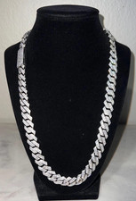 VVS1 Moissanite Cuban Link Chain 925 Sterling Silver Iced Out Necklace 20" Inch
